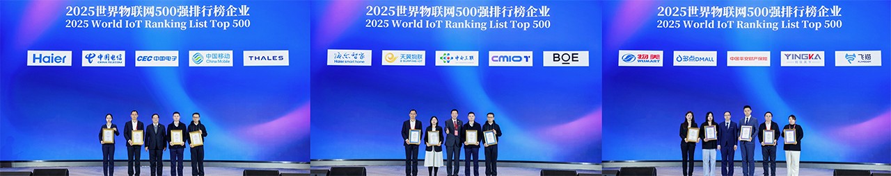 世界物联网500强上榜企业代表证牌颁发